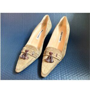 Manolo Blahnik Tan Suede Pumps Women's 7.5